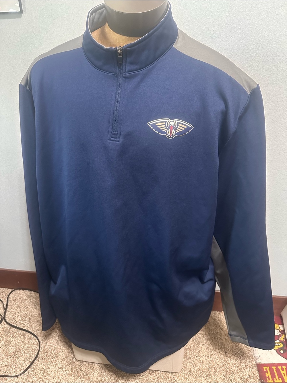 Fanatics New Orleans Pelicans Mens 5XL Blue 1/4 Zip Pullover with Winged Logo